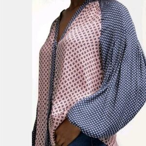 Boden Pink and Navy Patterned Harriet Blouse Siz10